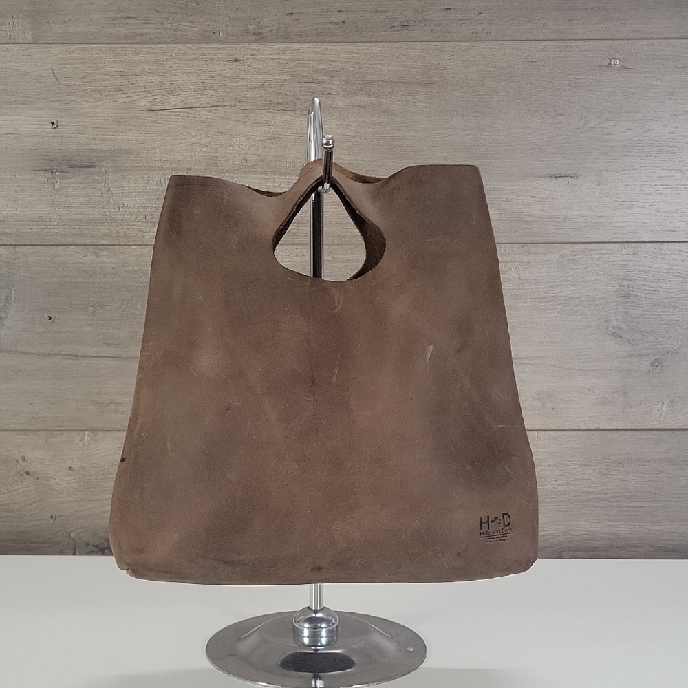 Hide and Drink Brown Suede Leather Top Handle Tote Bag